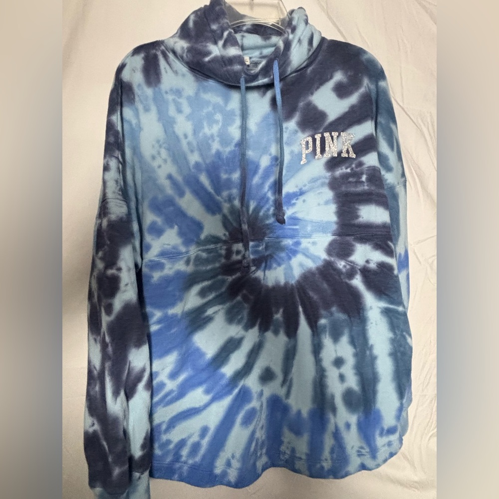 PINK Victoria's Secret Tie-Dye Cowl neck Hoodie Small Super Soft with Pockets